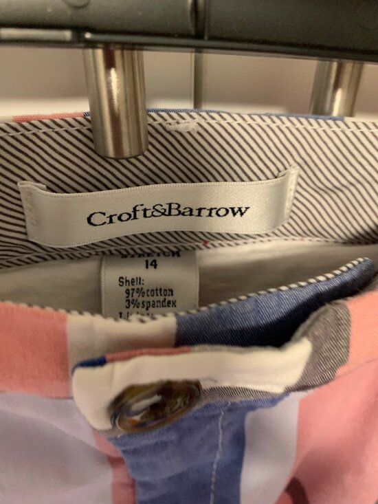 Croft & Barrow Womens Size 14 Stretch Red White Blue Plaid Skirt Mid Thigh Lengt - Picture 2 of 3